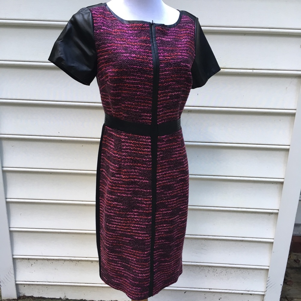 Tweed and Faux leather dress